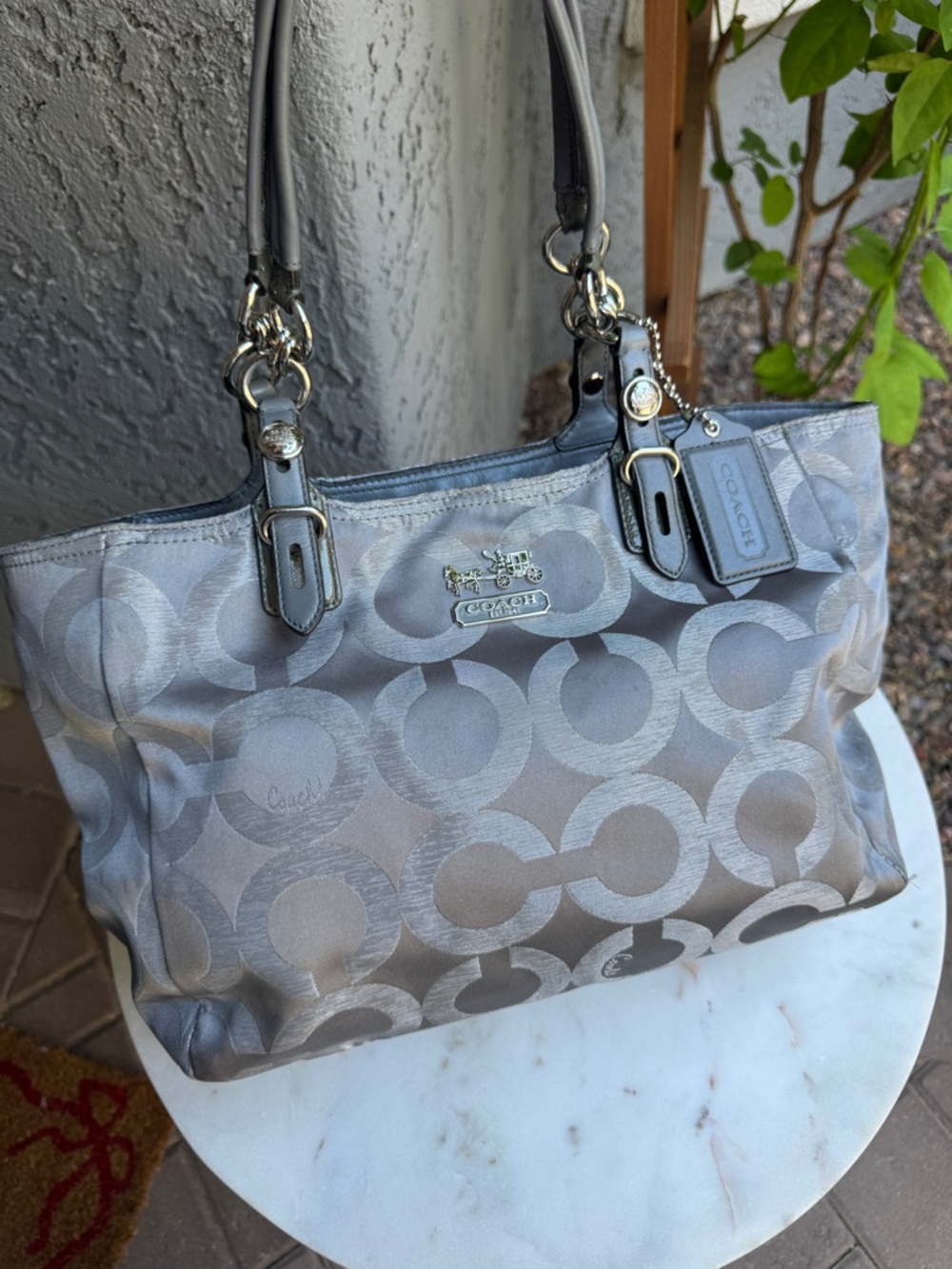 Coach Mis Op Art Lurex Monogram Canvas Shoulder Bag - Picture 2 of 16